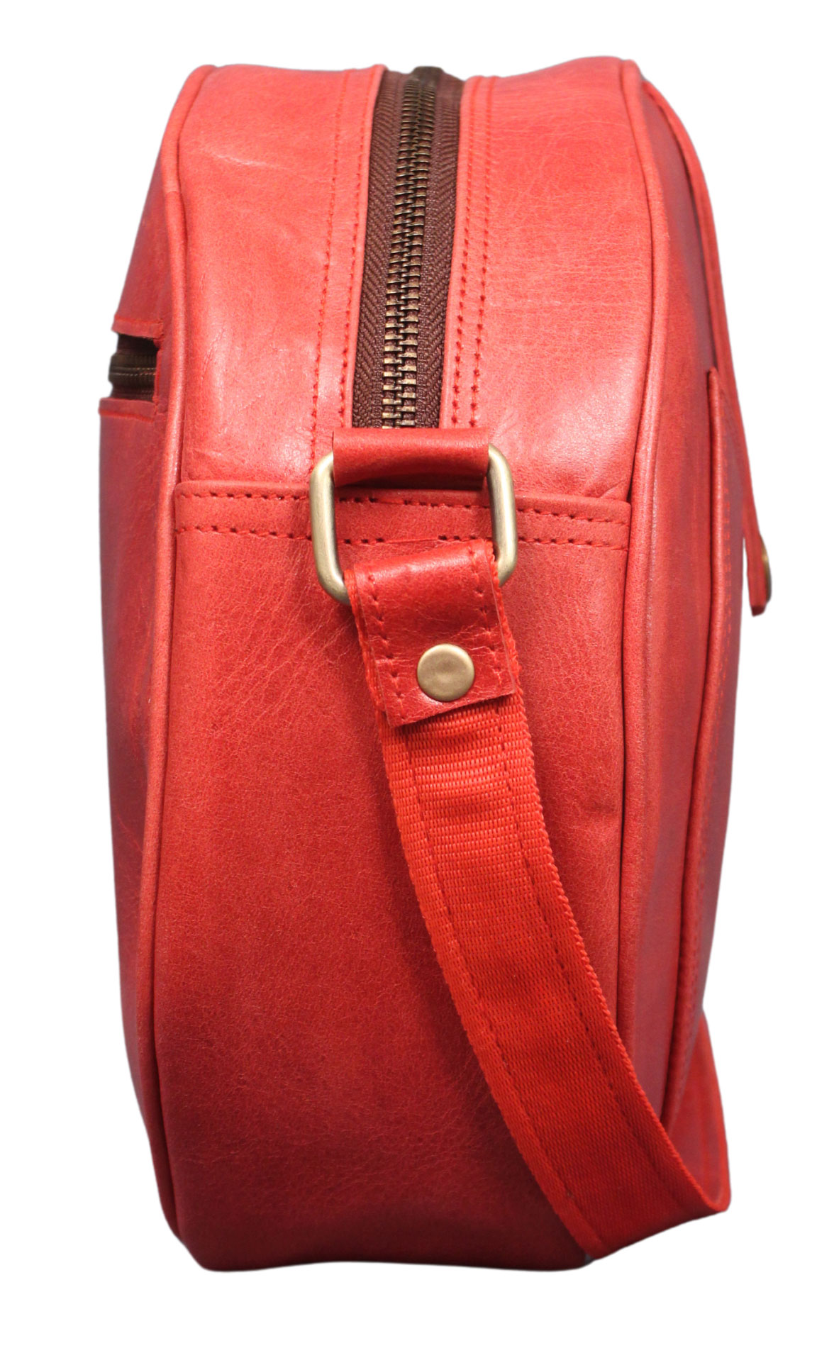 Crossbody Purse Buffalo Leather Hobo Women Semi Circle Zipper Red Bag